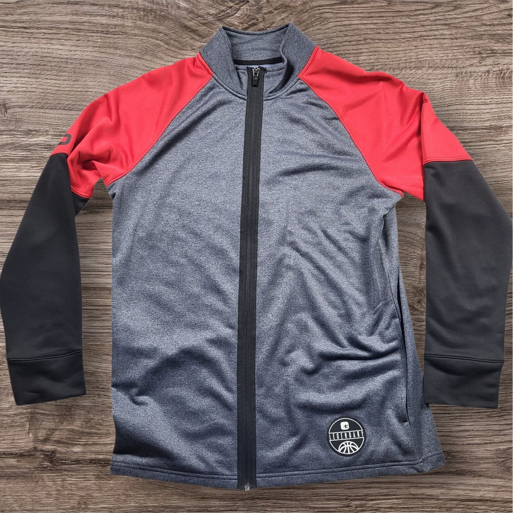 AND1 Basketball Jacket Full Zip Athletic Warm Up‎ Gray Red Black Size M